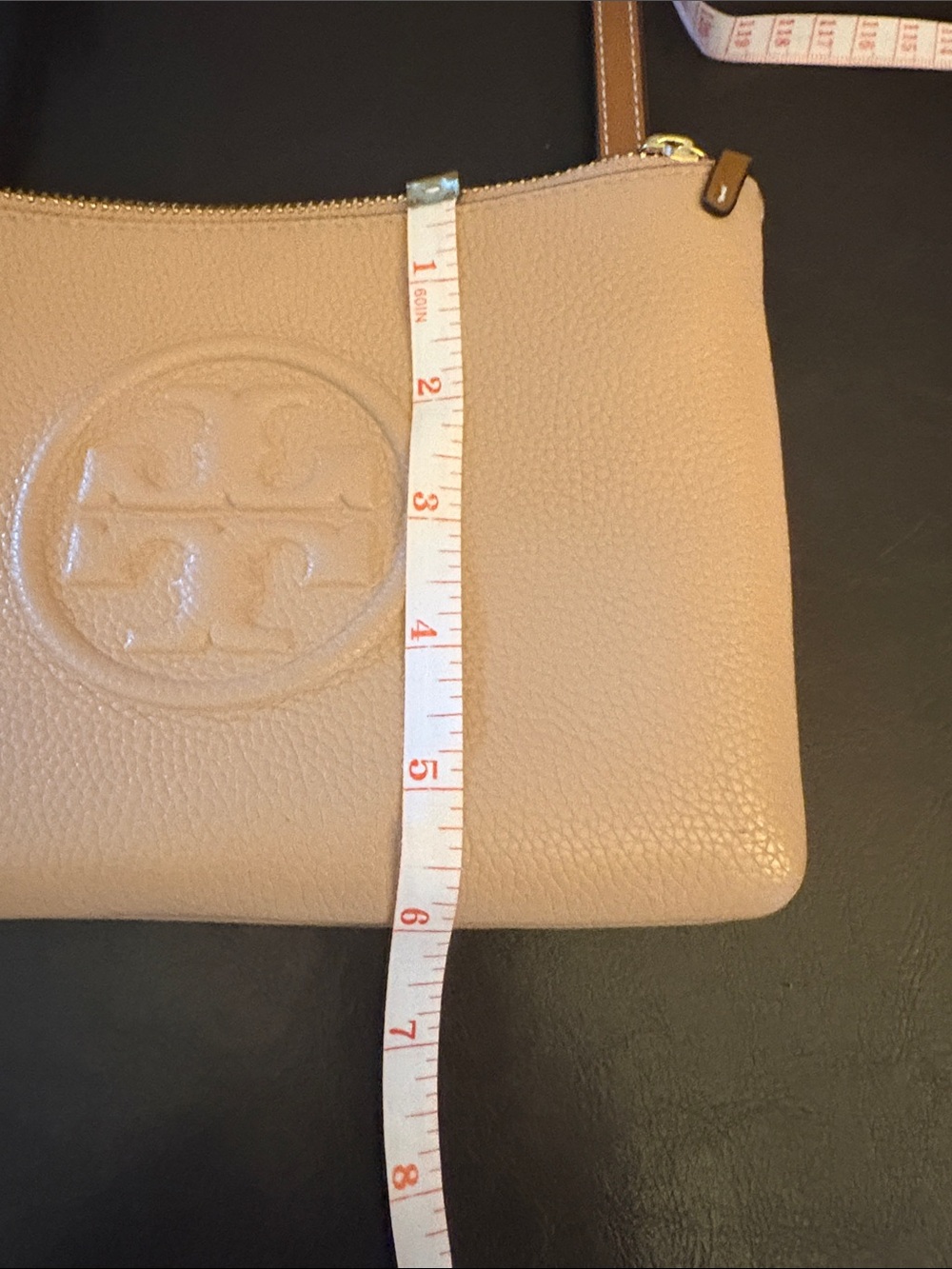 Tory Burch Blush Pink /beige Leather Crossbody with Brown Strap - Picture 5 of 9